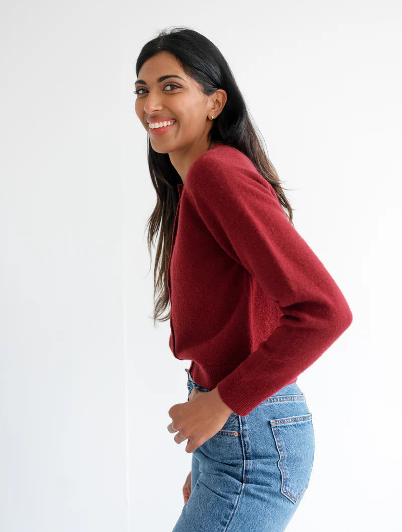 Brunette the Label Little Sister Cardigan | Burgundy