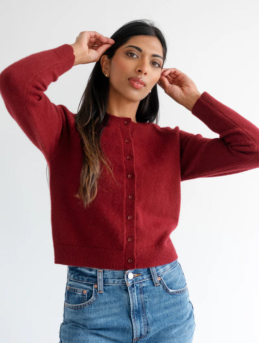 Brunette the Label Little Sister Cardigan | Burgundy