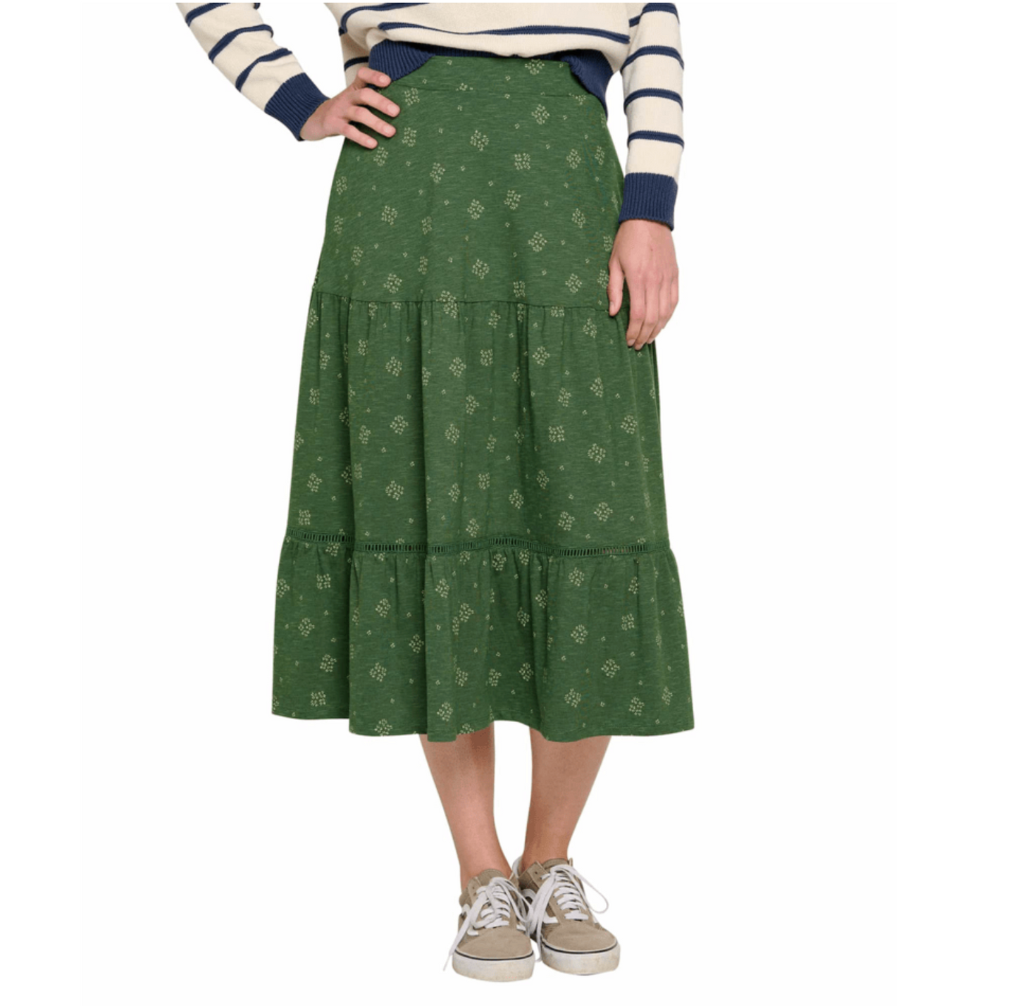 Toad & Co Pasture Geo Marigold Tiered Midi Skirt