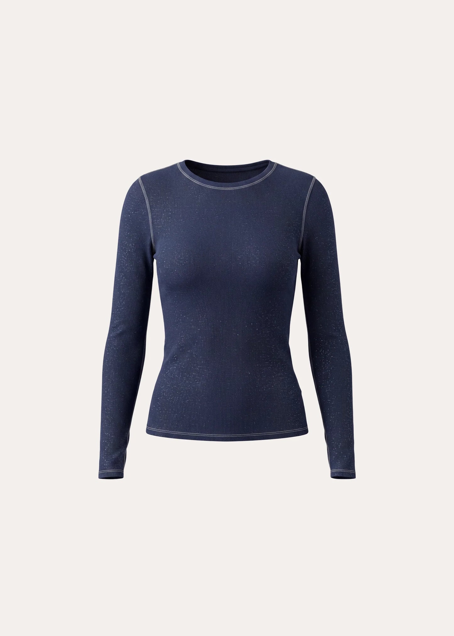 Patrick Assaraf Dark Navy Vintage Wash Pima Cotton Ribbed Long Sleeve