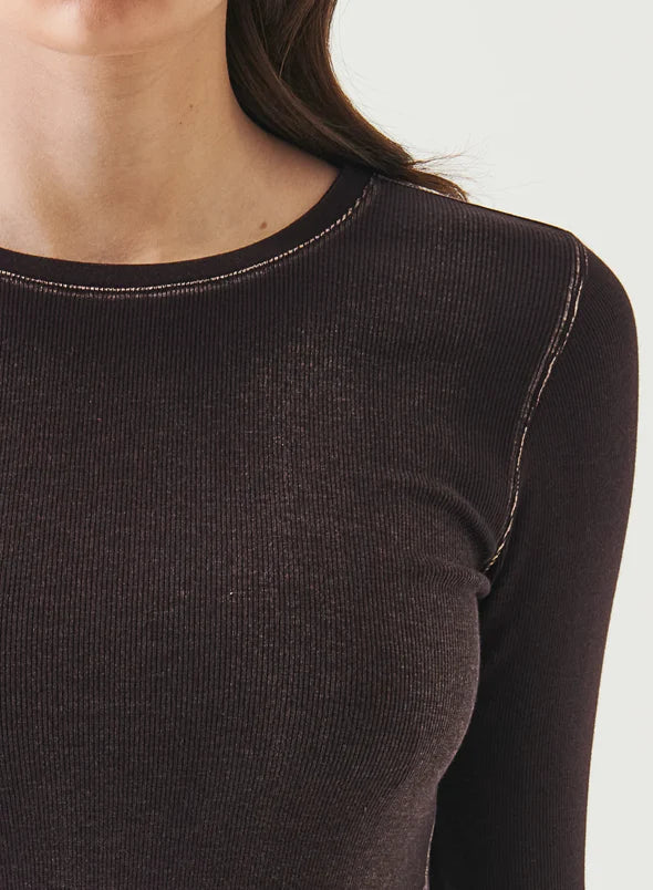 Patrick Assaraf Bordeaux Cotton Modal Ribbed Long Sleeve