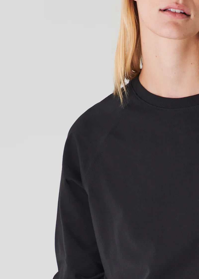 Patrick Assaraf Black Pima Cotton Stretch Oversized Sweatshirt