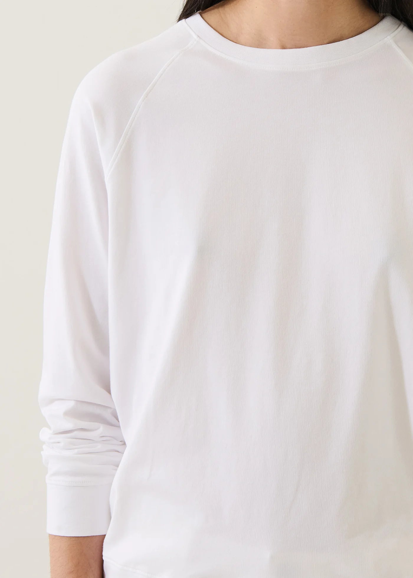 Patrick Assaraf White Pima Cotton Iconic Raglan Sweatshirt