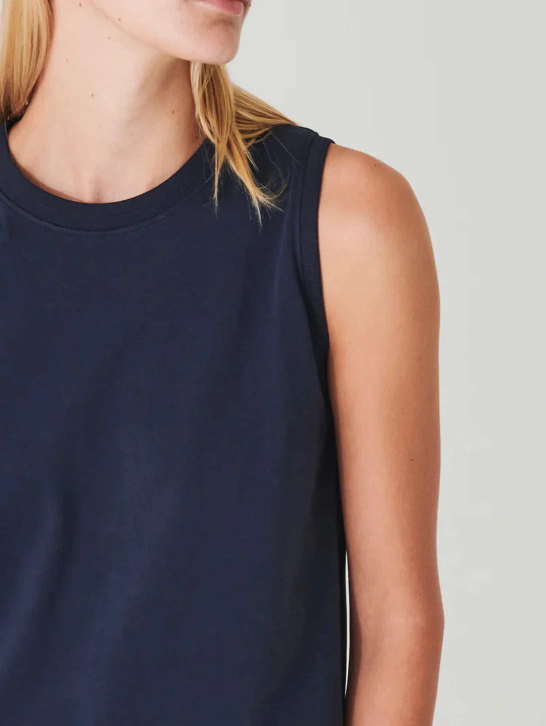 Patrick Assaraf Midnight Pima Cotton Stretch Boyfriend Tank