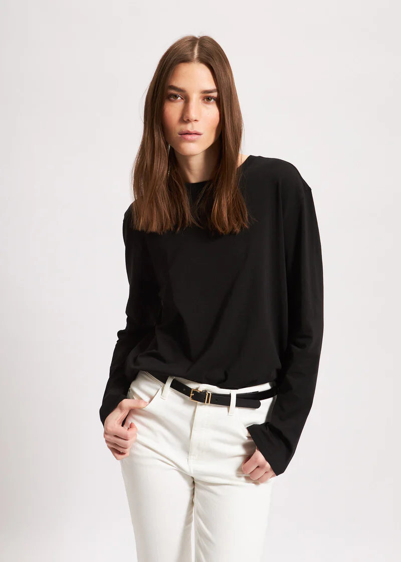 Patrick Assaraf Black Iconic Boyfriend Long Sleeve