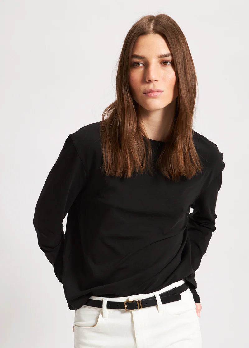 Patrick Assaraf Black Iconic Boyfriend Long Sleeve