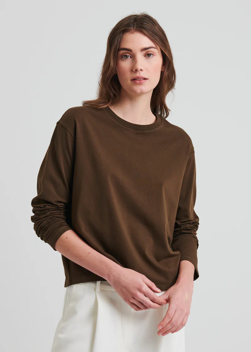 Patrick Assaraf Dark Brown Iconic Boyfriend Long Sleeve