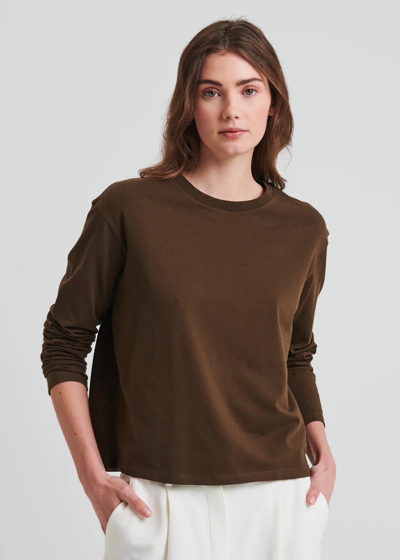 Patrick Assaraf Dark Brown Iconic Boyfriend Long Sleeve