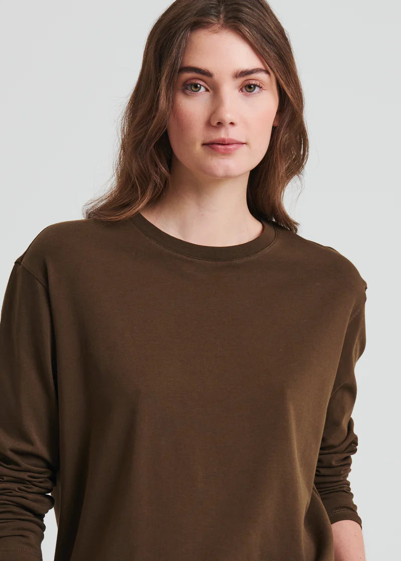 Patrick Assaraf Dark Brown Iconic Boyfriend Long Sleeve