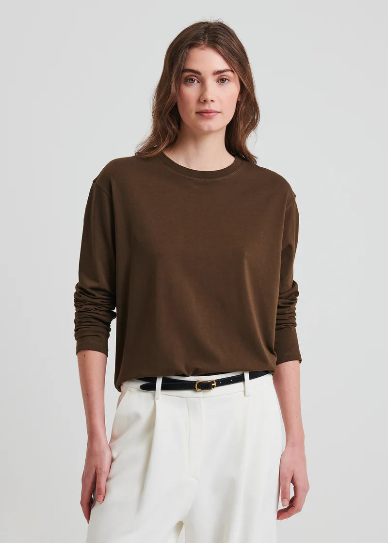 Patrick Assaraf Dark Brown Iconic Boyfriend Long Sleeve