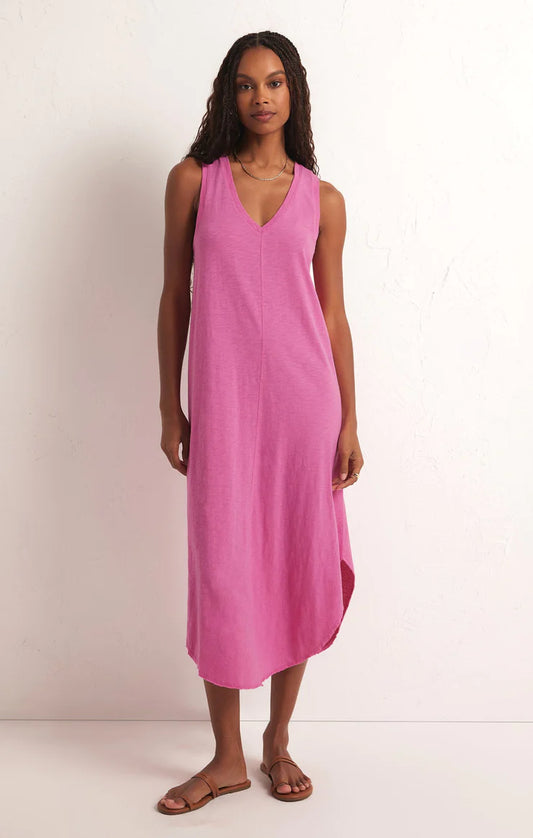 Z Supply Heartbreaker Pink Reverie Slub Midi Dress