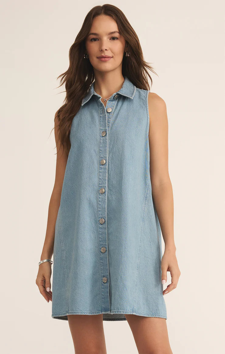 Z Supply New Light Denim Mini Dress