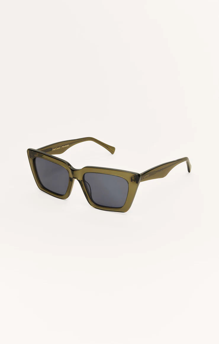 Z Supply Feel Good Polarized Sunglasses- Moss- Grey