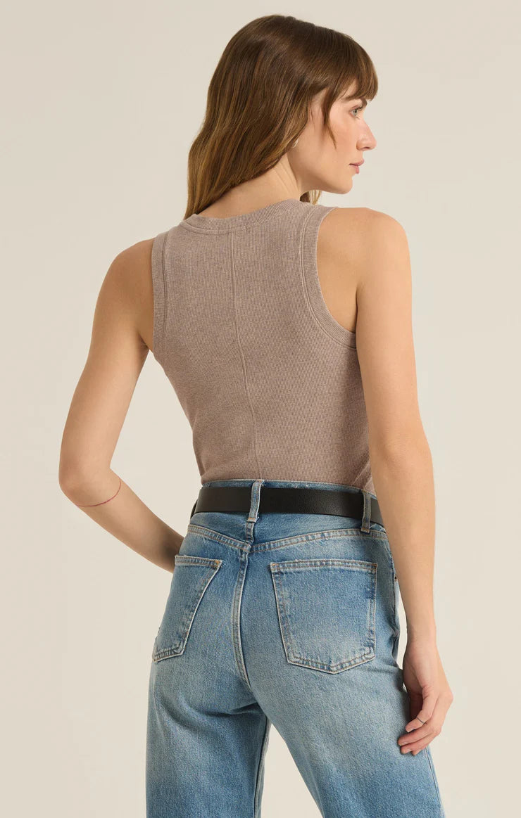 Z Supply Heather Taupe Sirena Rib Tank