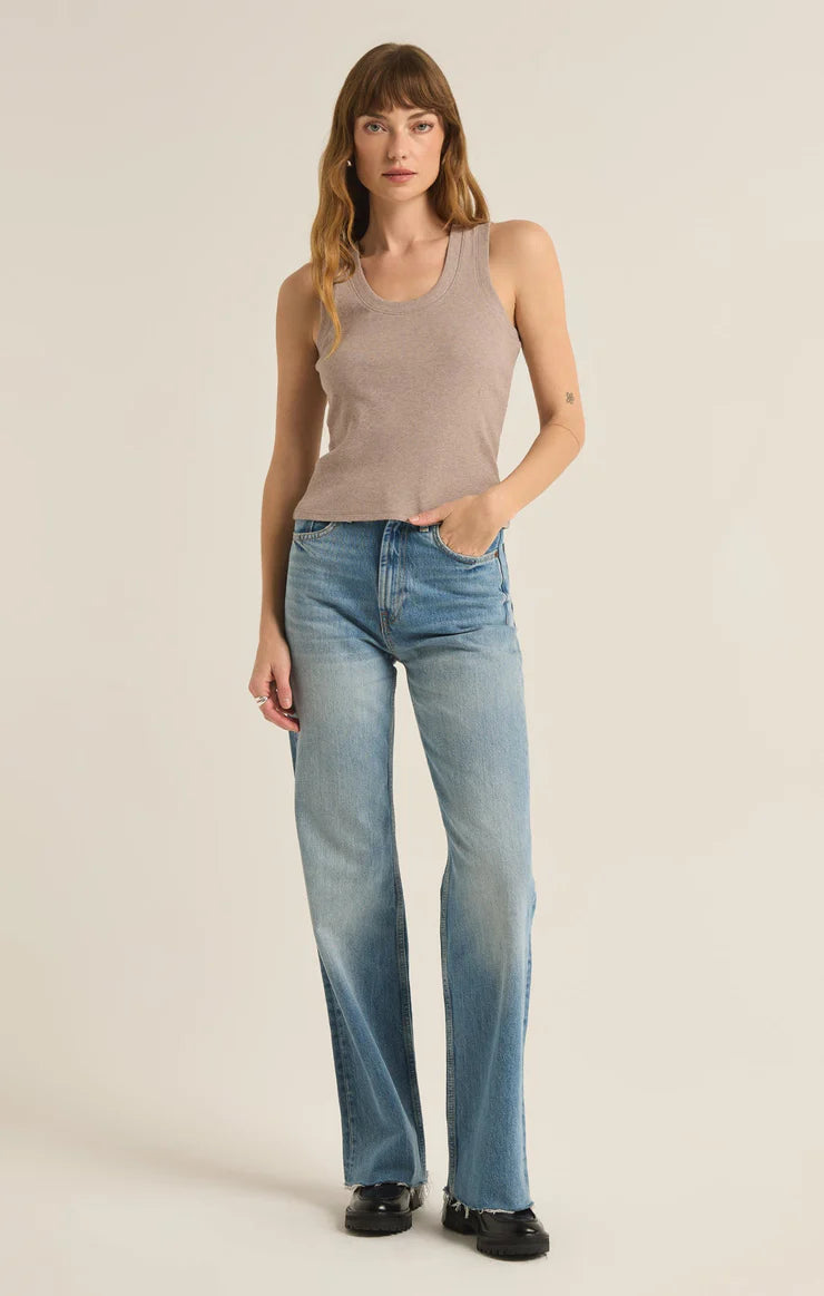 Z Supply Heather Taupe Sirena Rib Tank