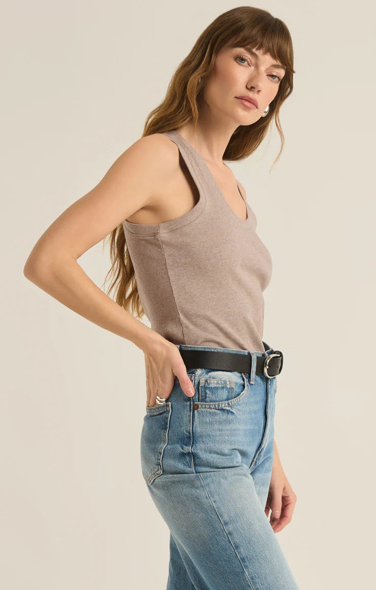 Z Supply Heather Taupe Sirena Rib Tank