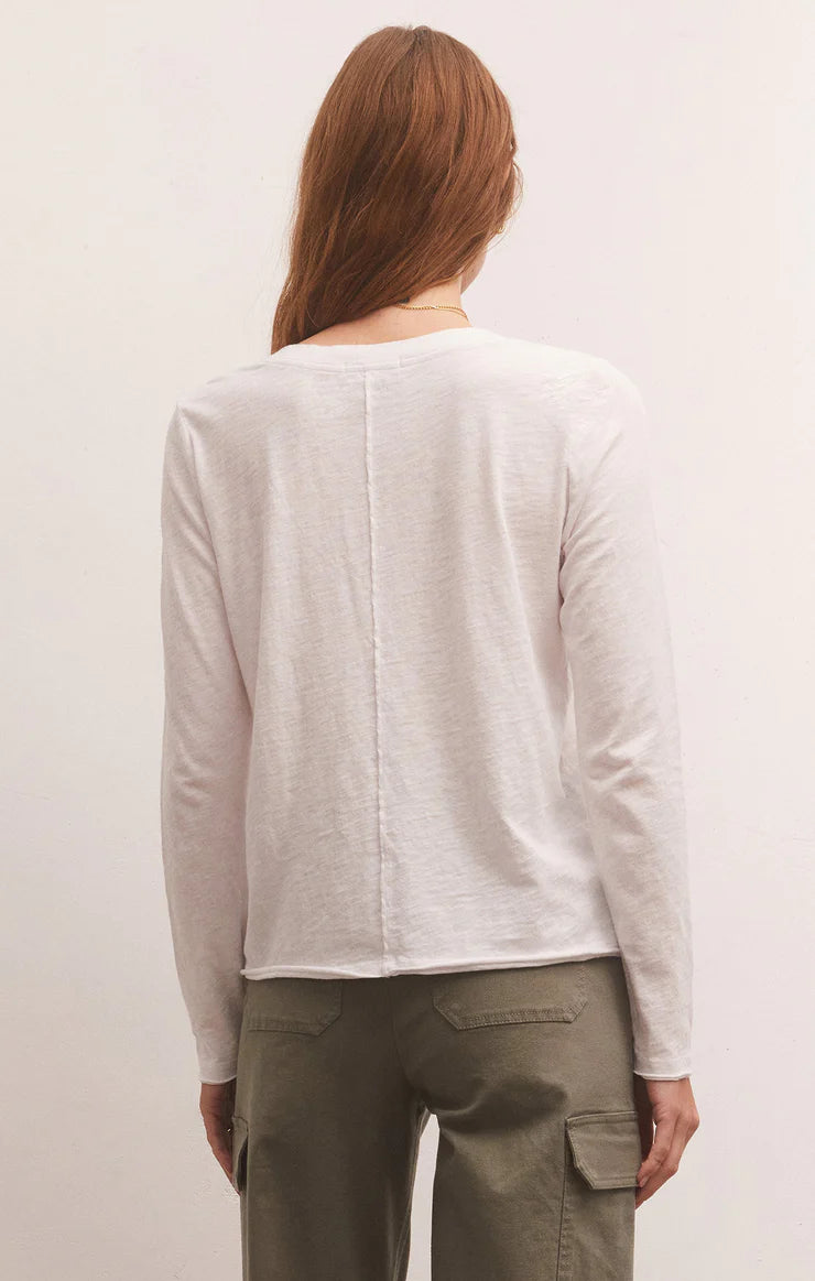 Z Supply White Dream Slub Long Sleeve Tee