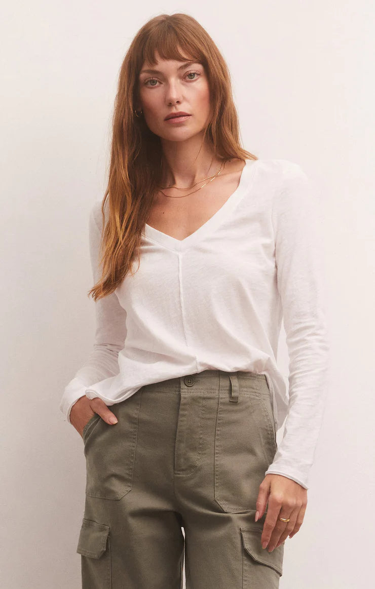 Z Supply White Dream Slub Long Sleeve Tee