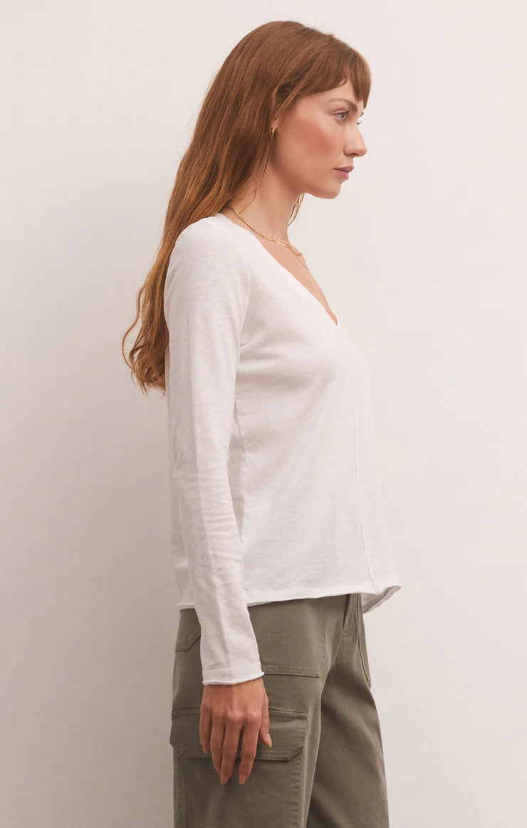 Z Supply White Dream Slub Long Sleeve Tee