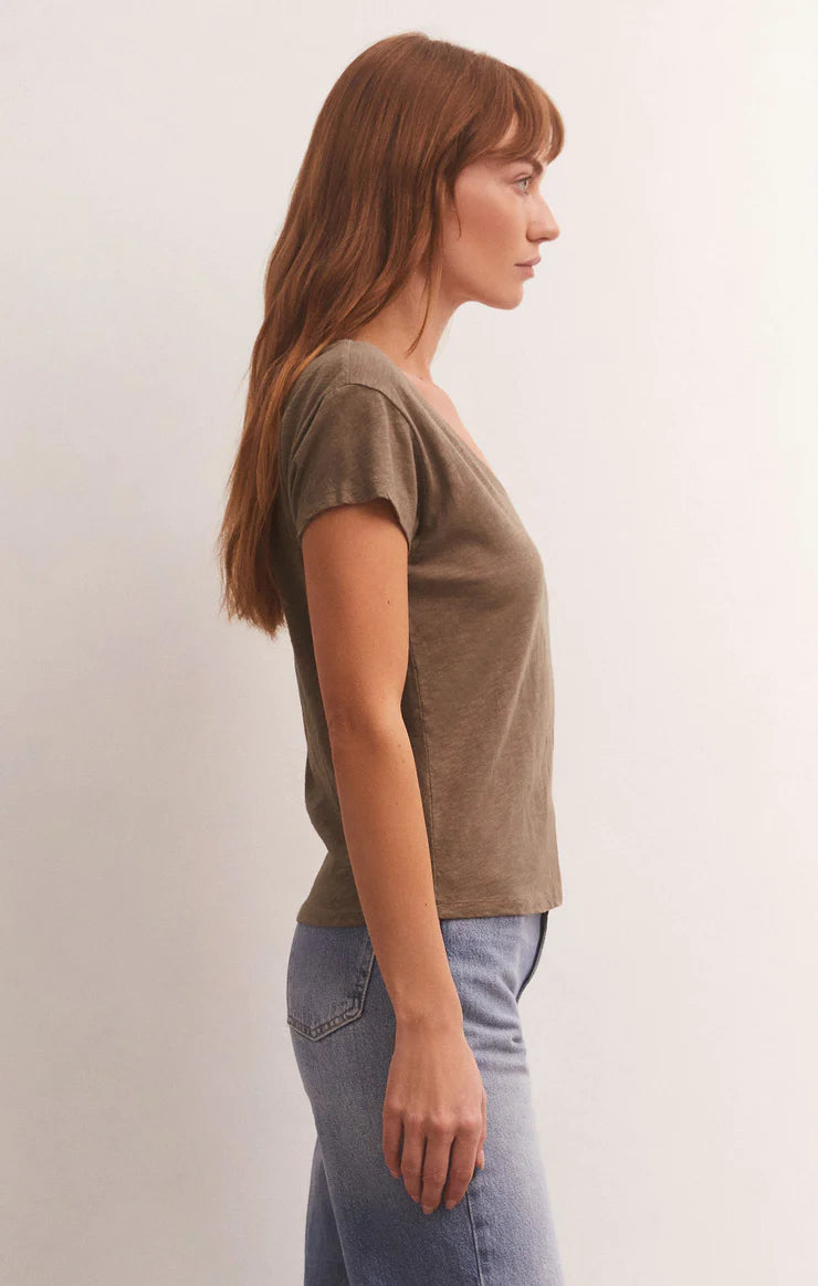 Z Supply Milk Shake Modern V-Neck Tee