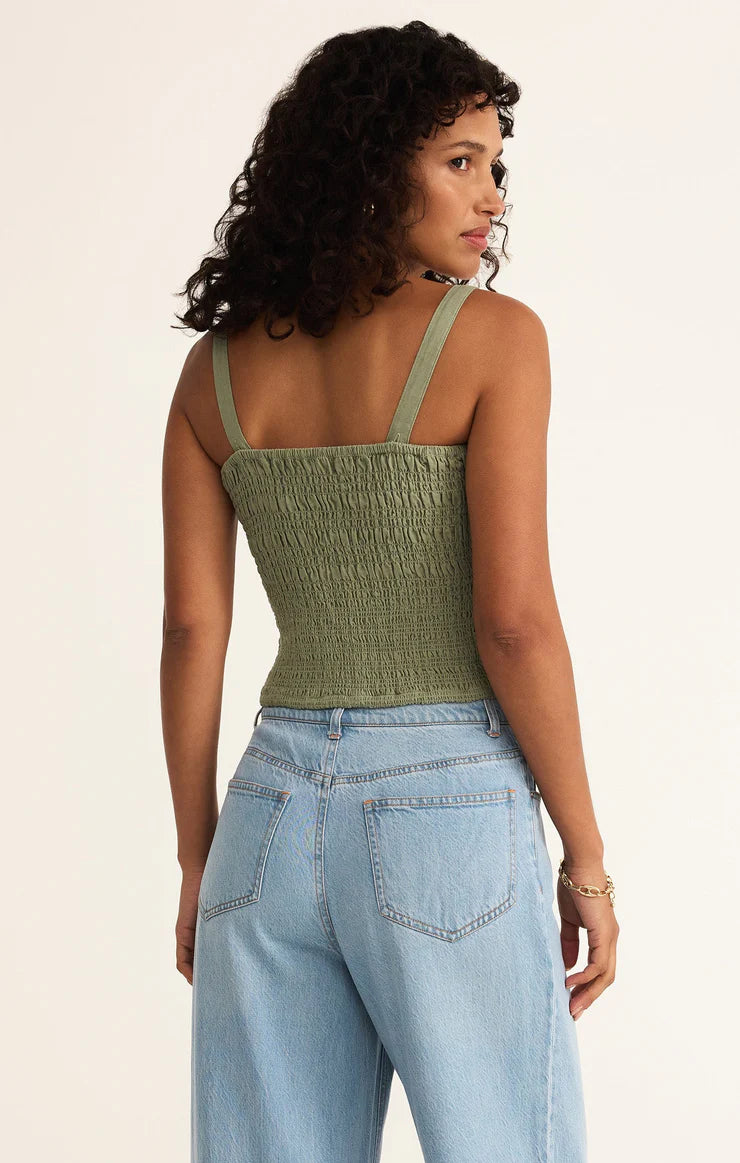 Z Supply Amelie Smocked Linen Crop Tank
