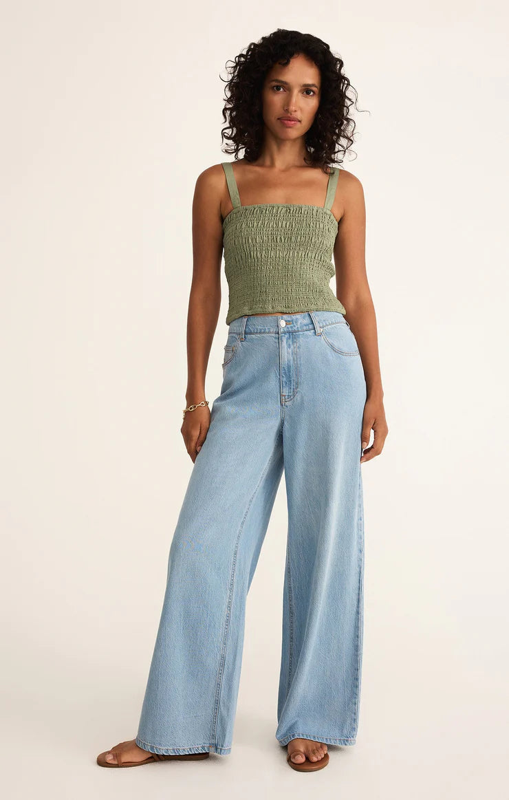 Z Supply Amelie Smocked Linen Crop Tank