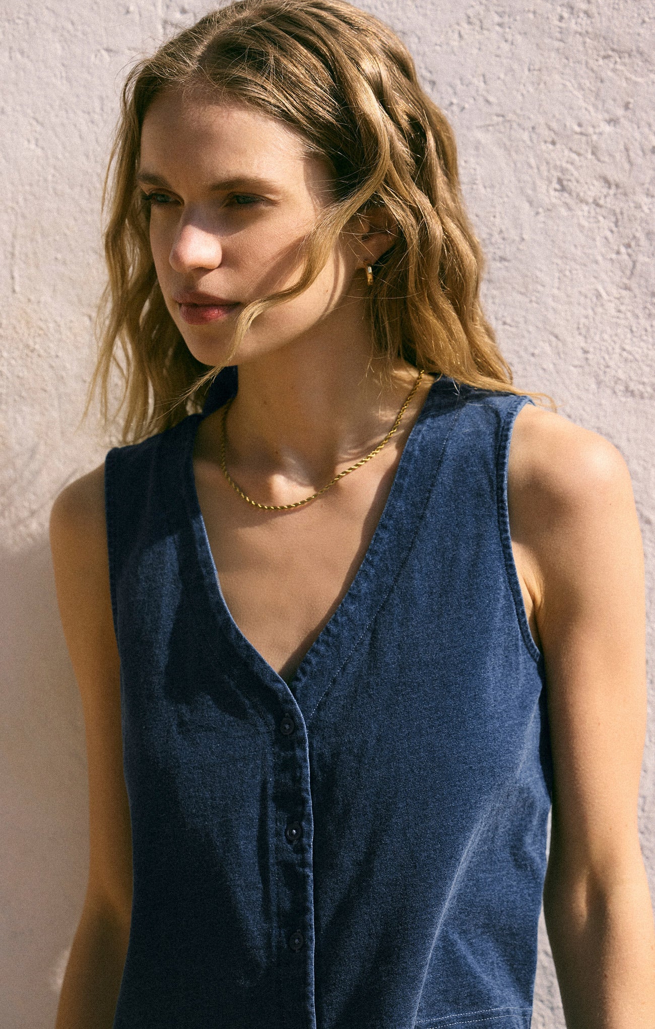Z Supply Solace V-Neck Jersey Denim Tank