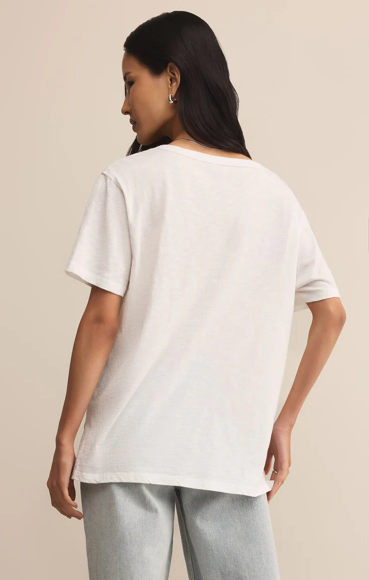 Z Supply White Lively Relaxed V-Neck Tee