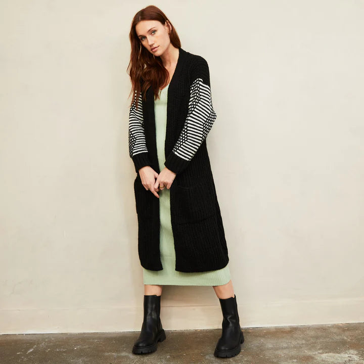 Cara & The Sky Becca Mono Sleeve Belted Long Cardigan