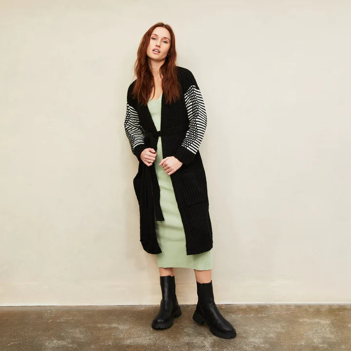 Cara & The Sky Becca Mono Sleeve Belted Long Cardigan
