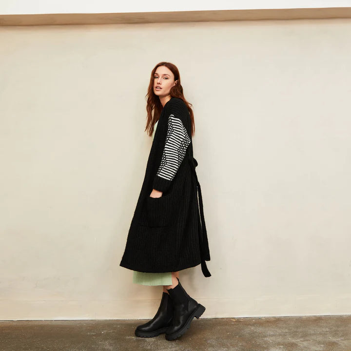 Cara & The Sky Becca Mono Sleeve Belted Long Cardigan