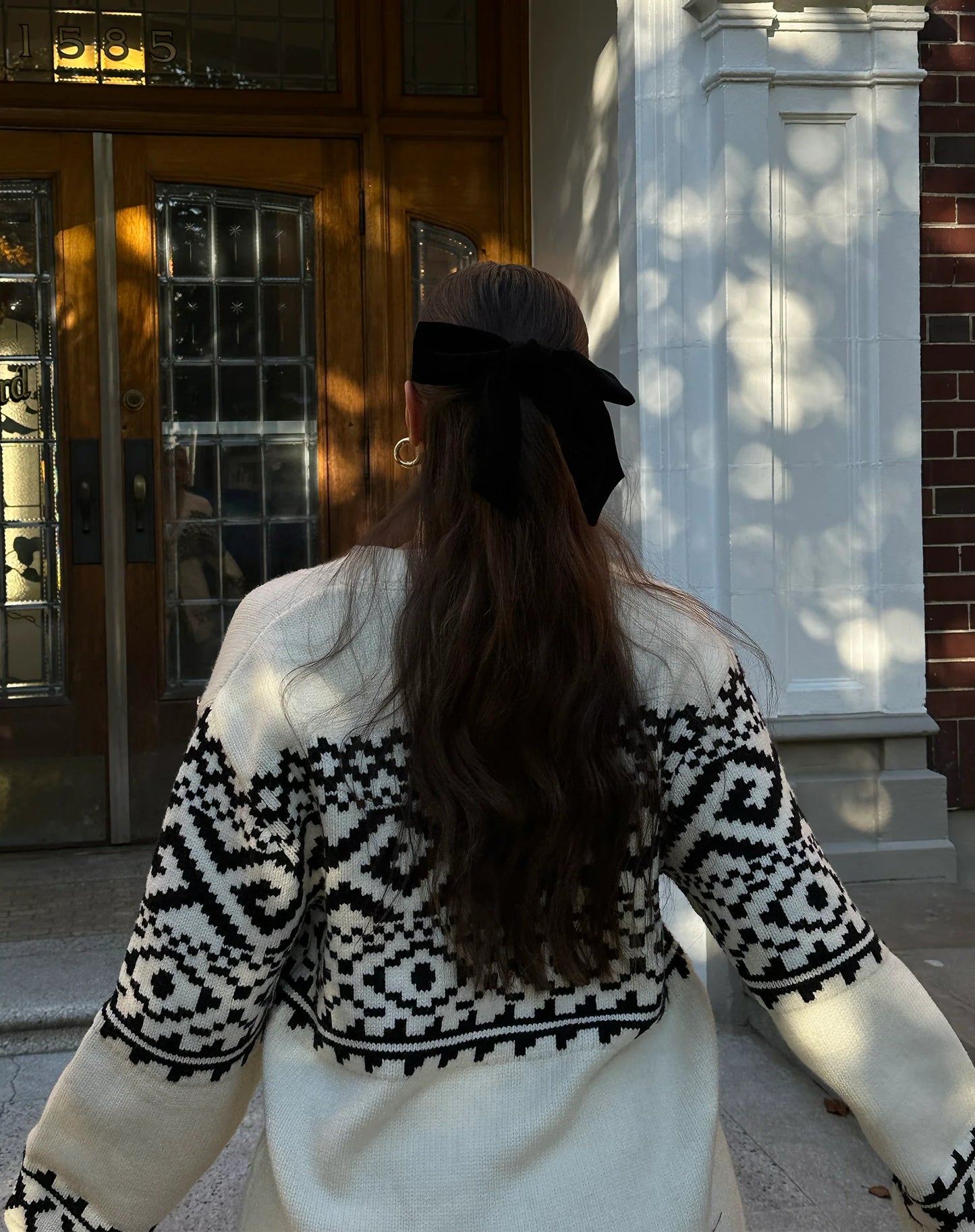 Brunette the Label Fair Isle Oversized Knit Cardigan | Cream