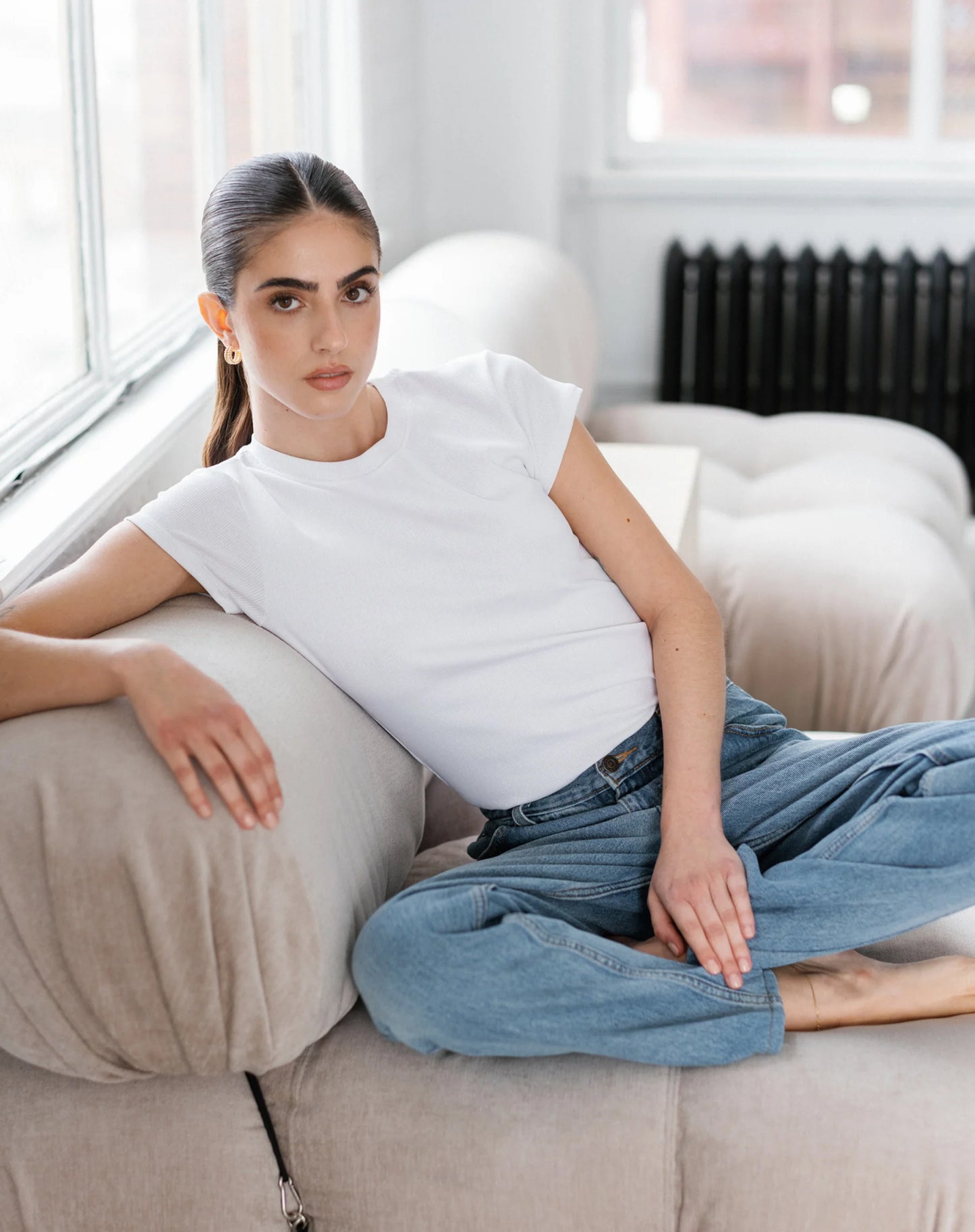 Brunette the Label Ribbed Tee | White