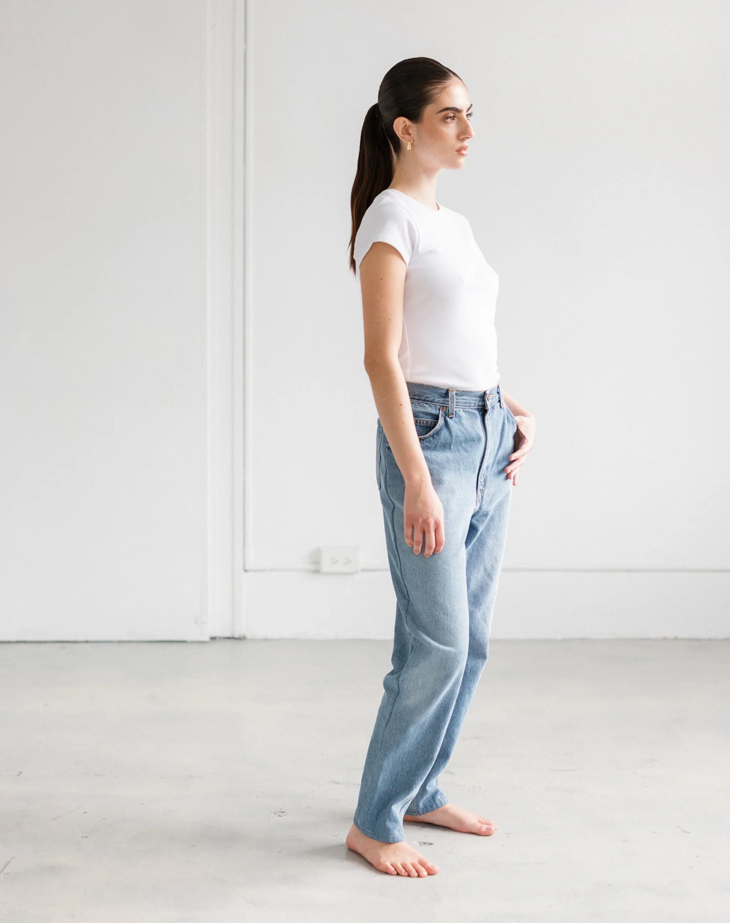 Brunette the Label Ribbed Tee | White