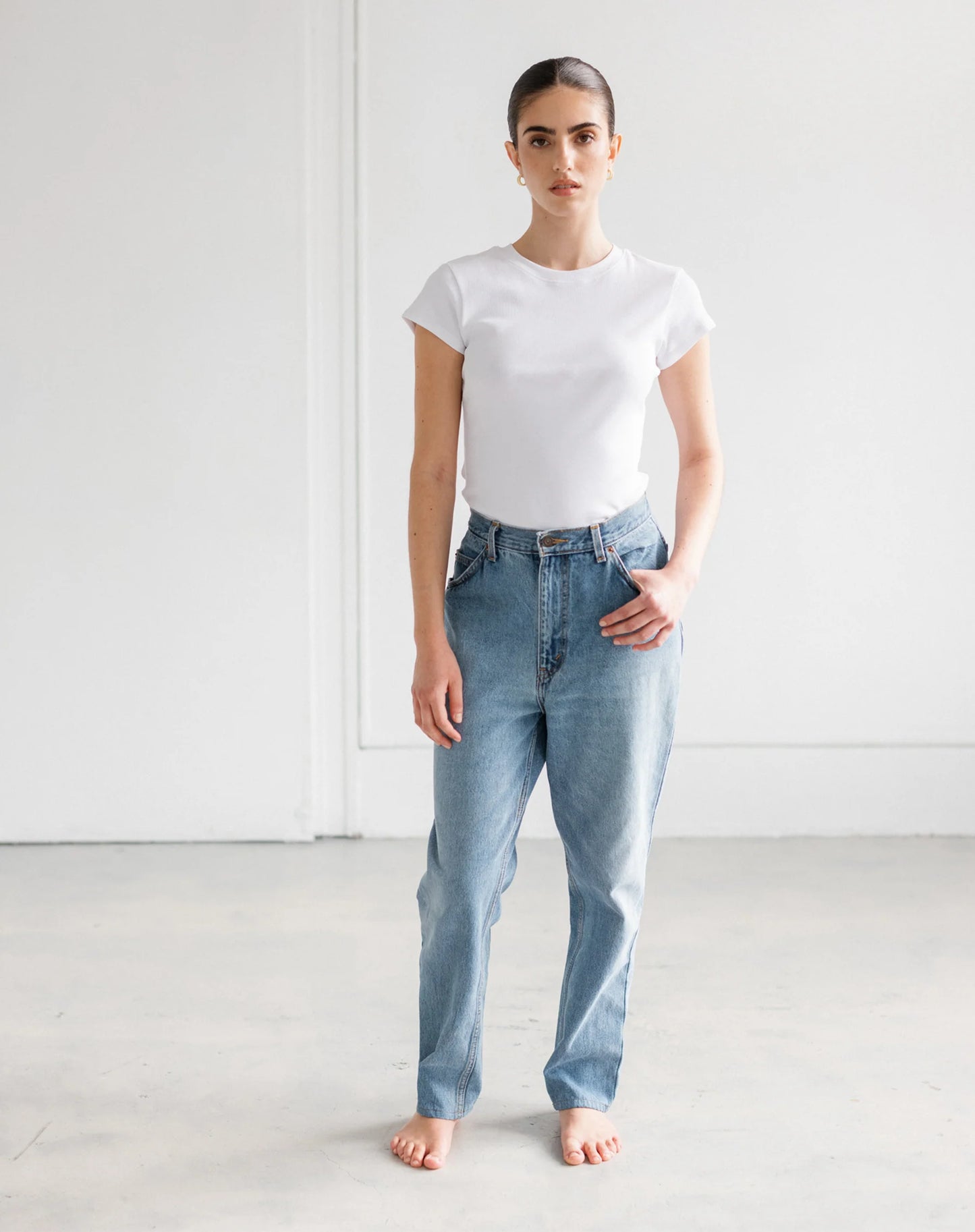 Brunette the Label Ribbed Tee | White