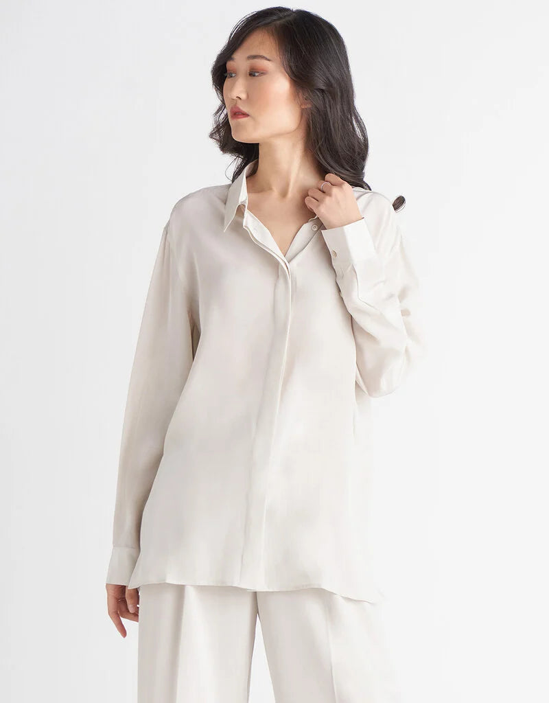 Dex Hidden Placket Button Front Blouse
