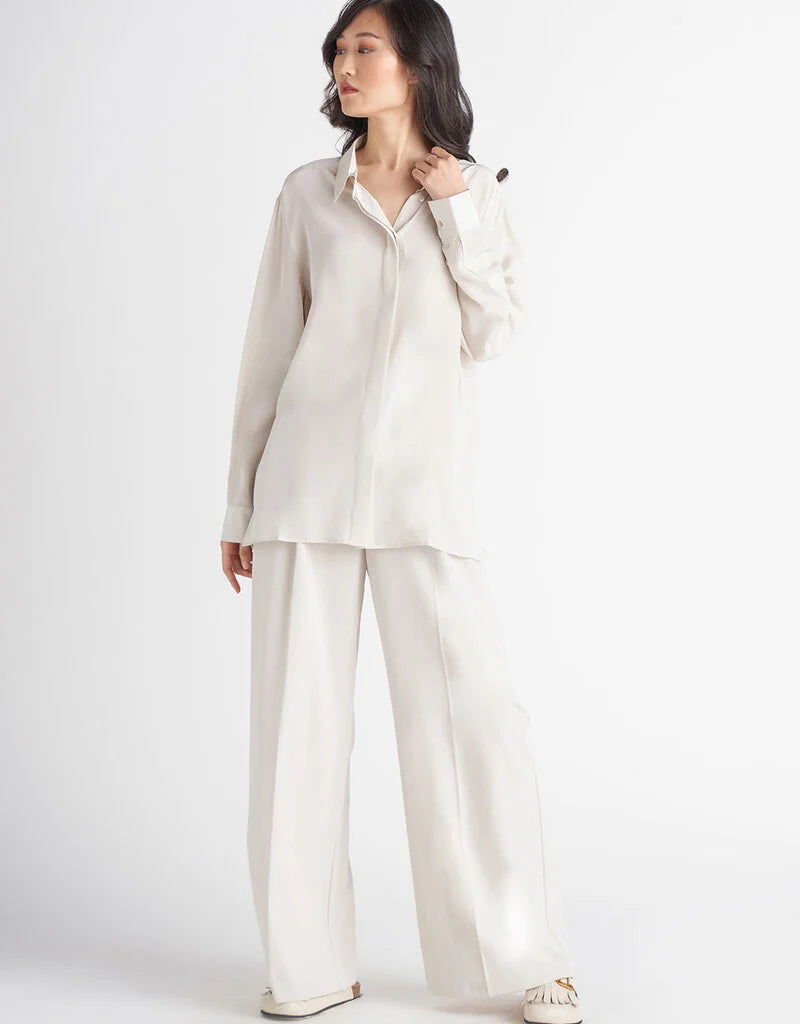 Dex Hidden Placket Button Front Blouse