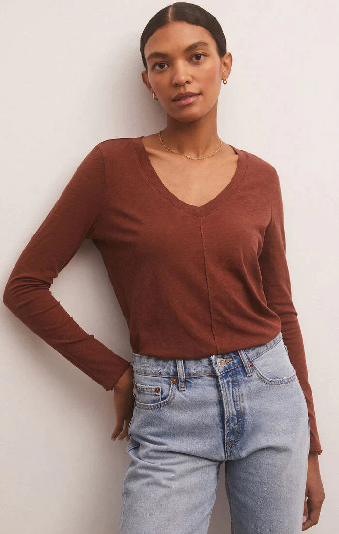 Z Supply Dark Rosewood Dream Slub Long Sleeve Tee