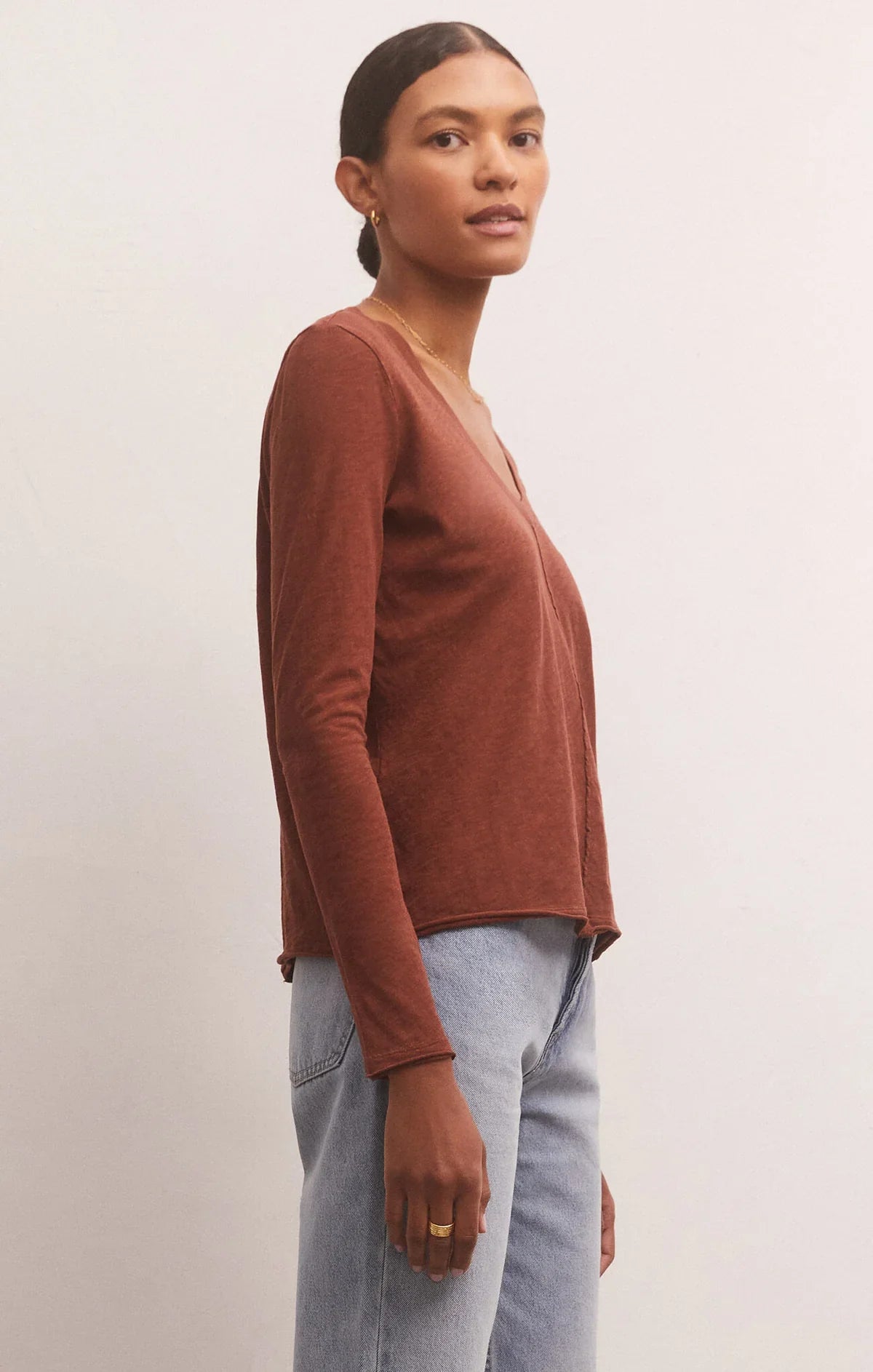 Z Supply Dark Rosewood Dream Slub Long Sleeve Tee