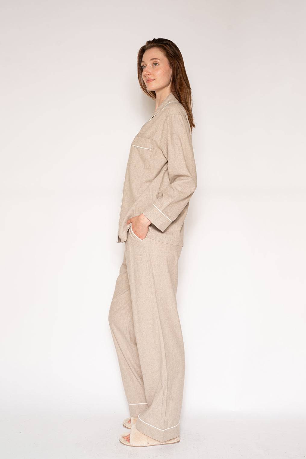 LatteLove Co. Heather Oat Flannel PJ Set