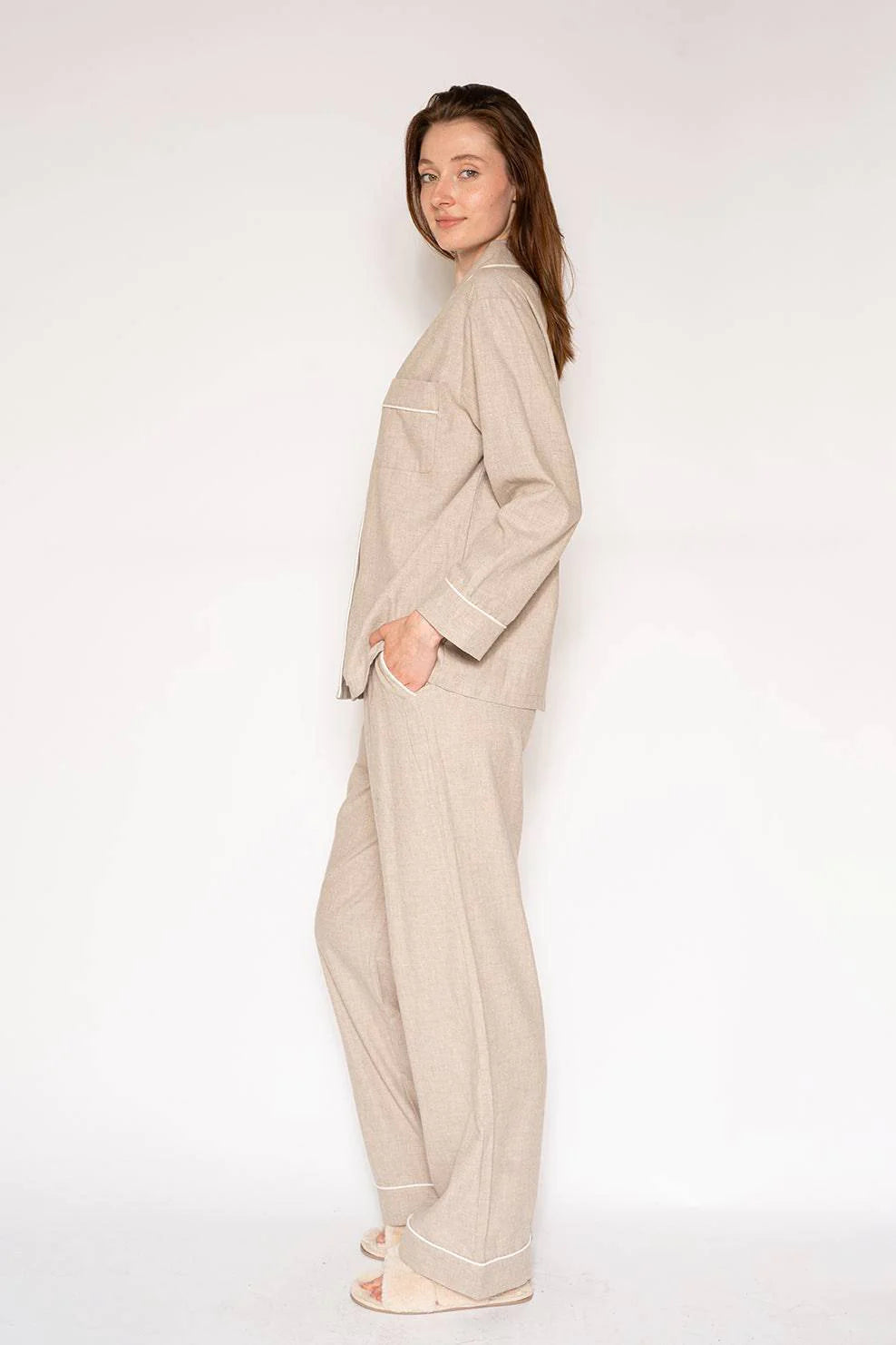 LatteLove Co. Heather Oat Flannel PJ Set