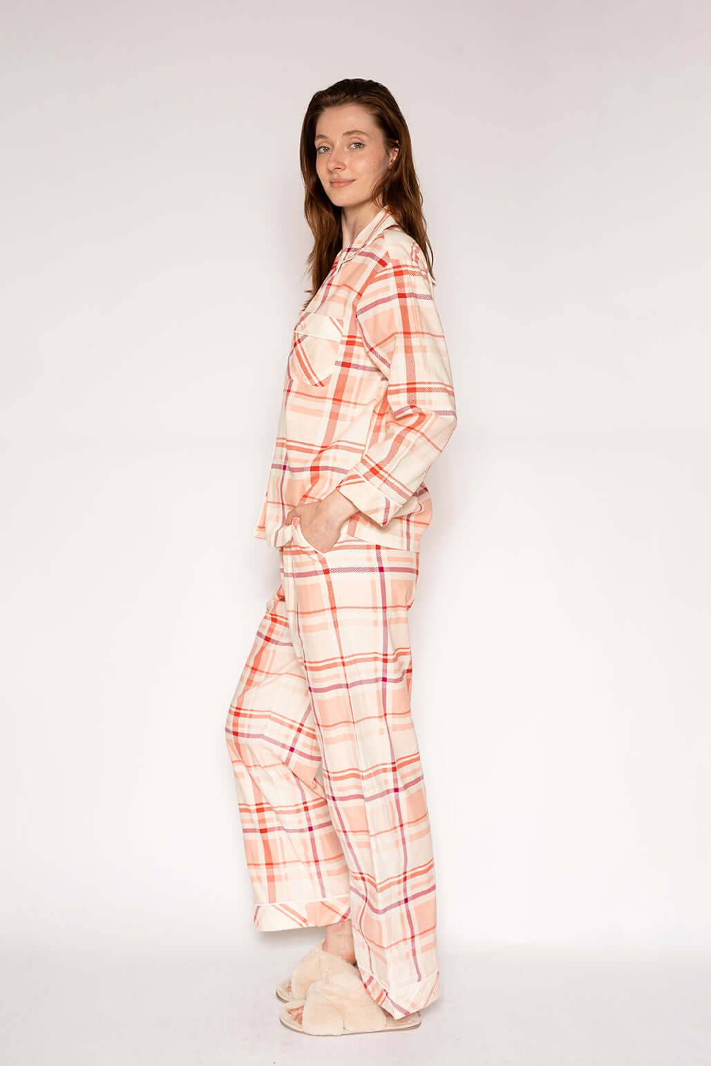 LatteLove Co. Berry Plaid Flannel PJ Set