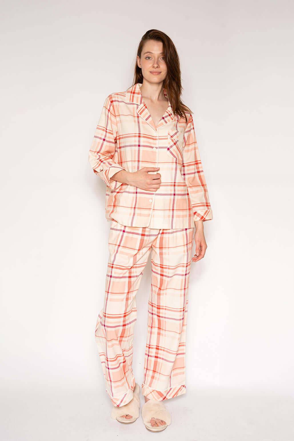 LatteLove Co. Berry Plaid Flannel PJ Set