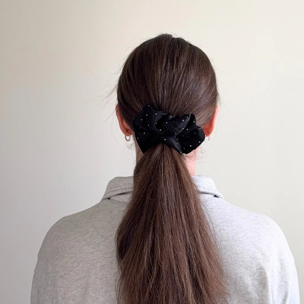 Love Attack Black Sparkle Satin Scrunchie