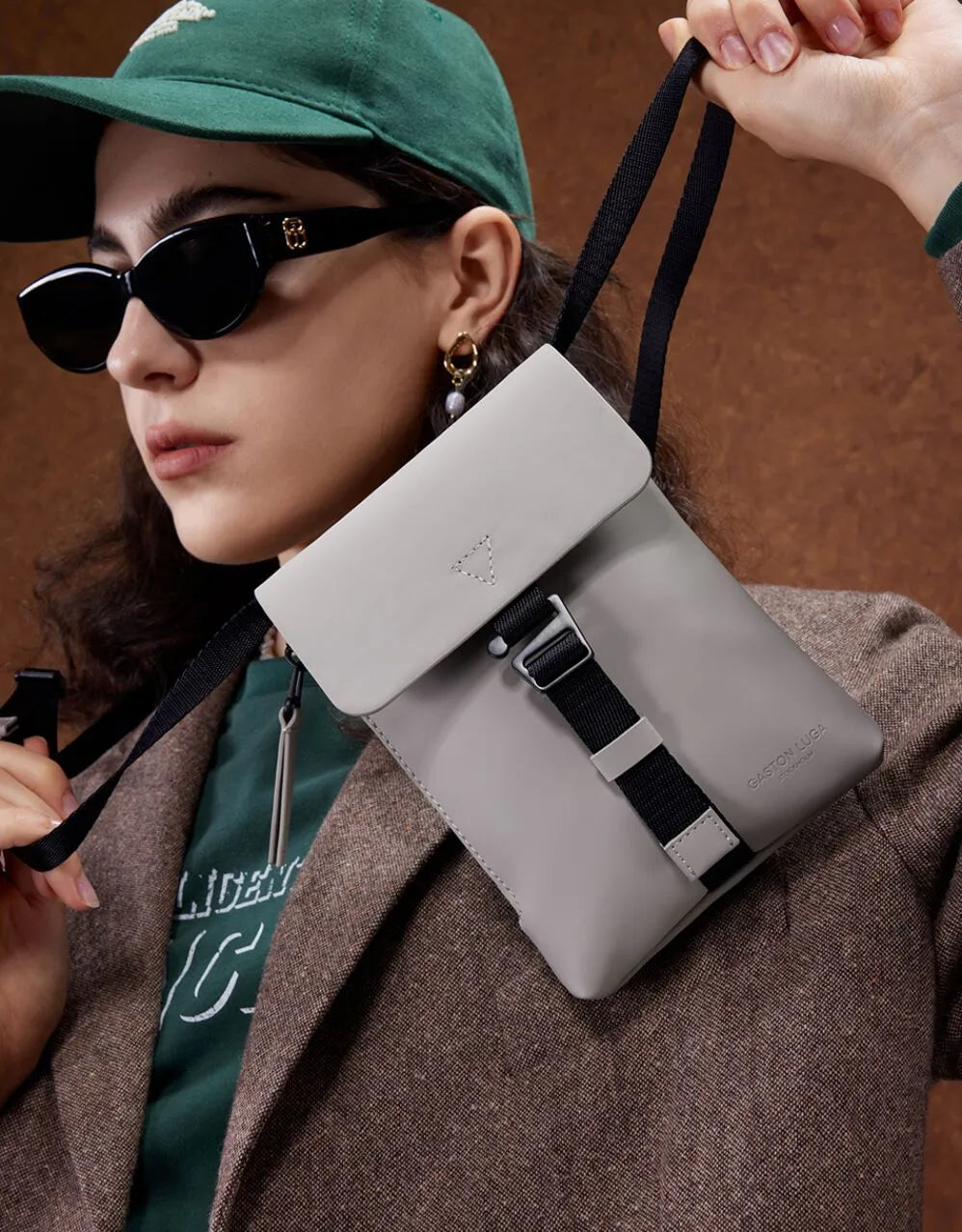 Gaston Luga Taupe Spläsh Mini Crossbody Bag