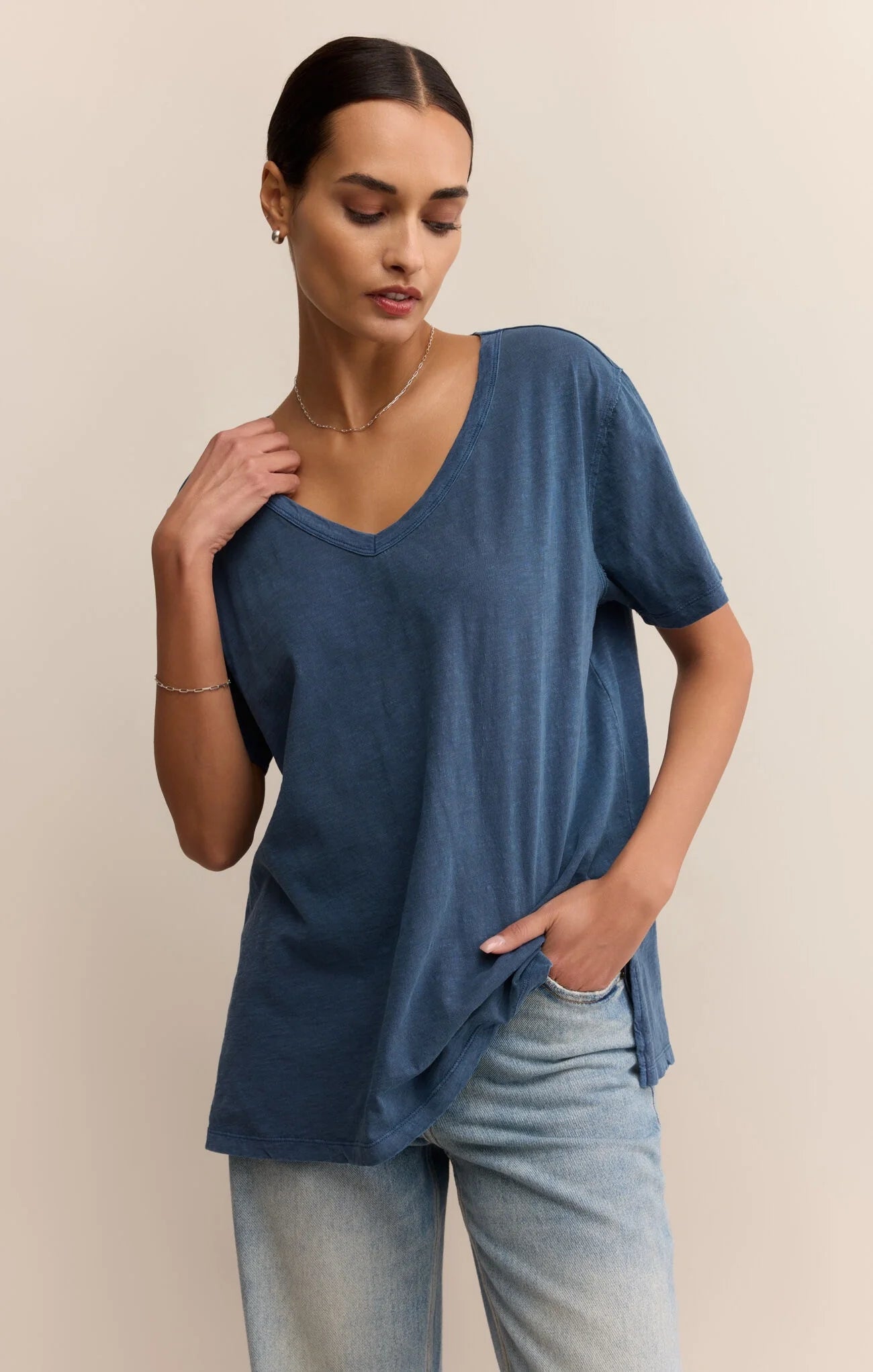 Z Supply Vintage Indigo Lively Relaxed V-Neck Tee