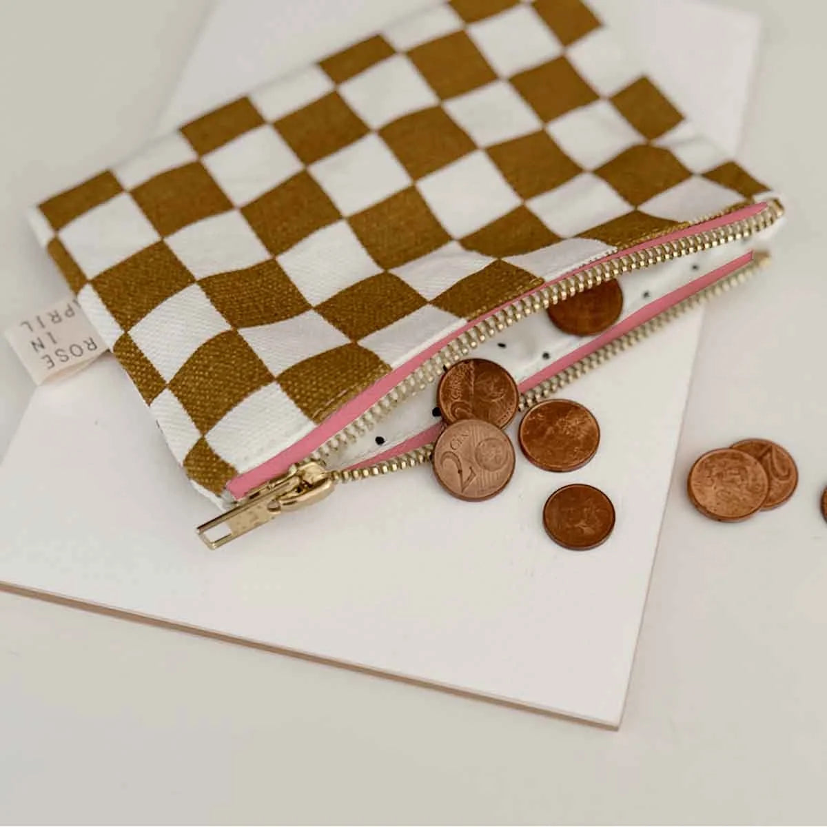 Rose in April Marie Purse Check Caramel