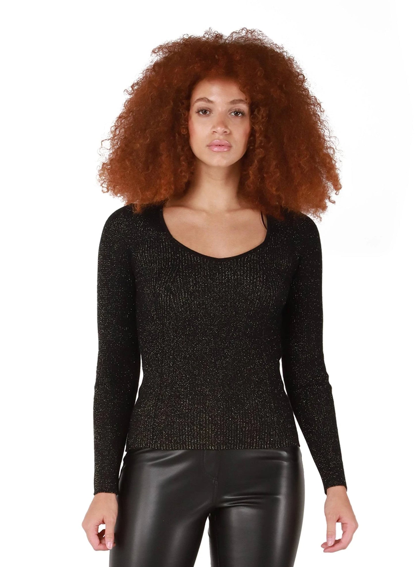 Dex Sweetheart Neckline Shimmer Sweater
