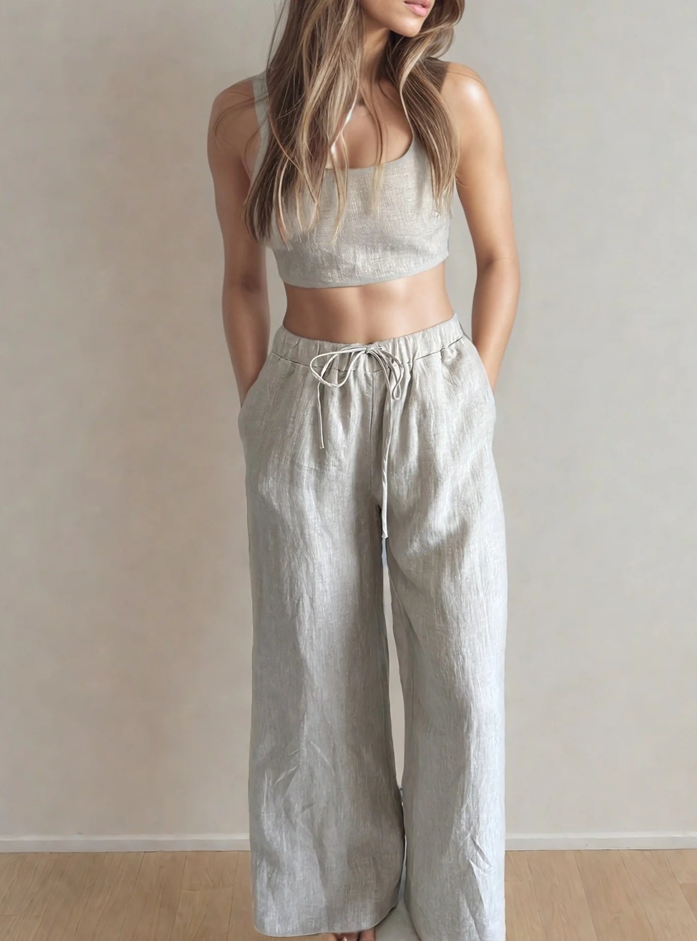 PRIV Nyra Linen Straight Leg Pant
