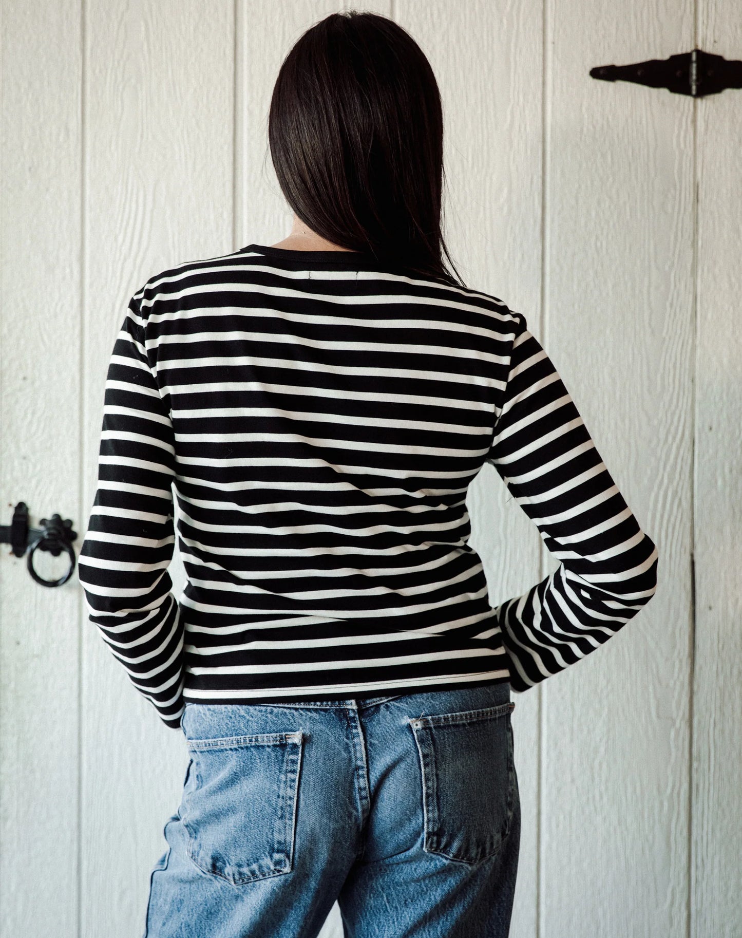 Brunette the Label Striped Long Sleeve with Gold Button
